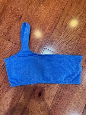 TRIANGL marina sparkle blue bikini top one shoulder size large